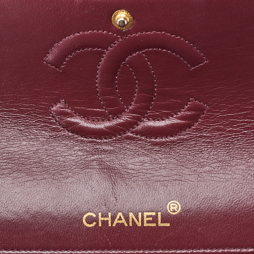 CHANEL Lambskin Matelasse 25cm Square Double Flap Chain Shoulder Black Gold-Tone Hardware, Pre-Owned