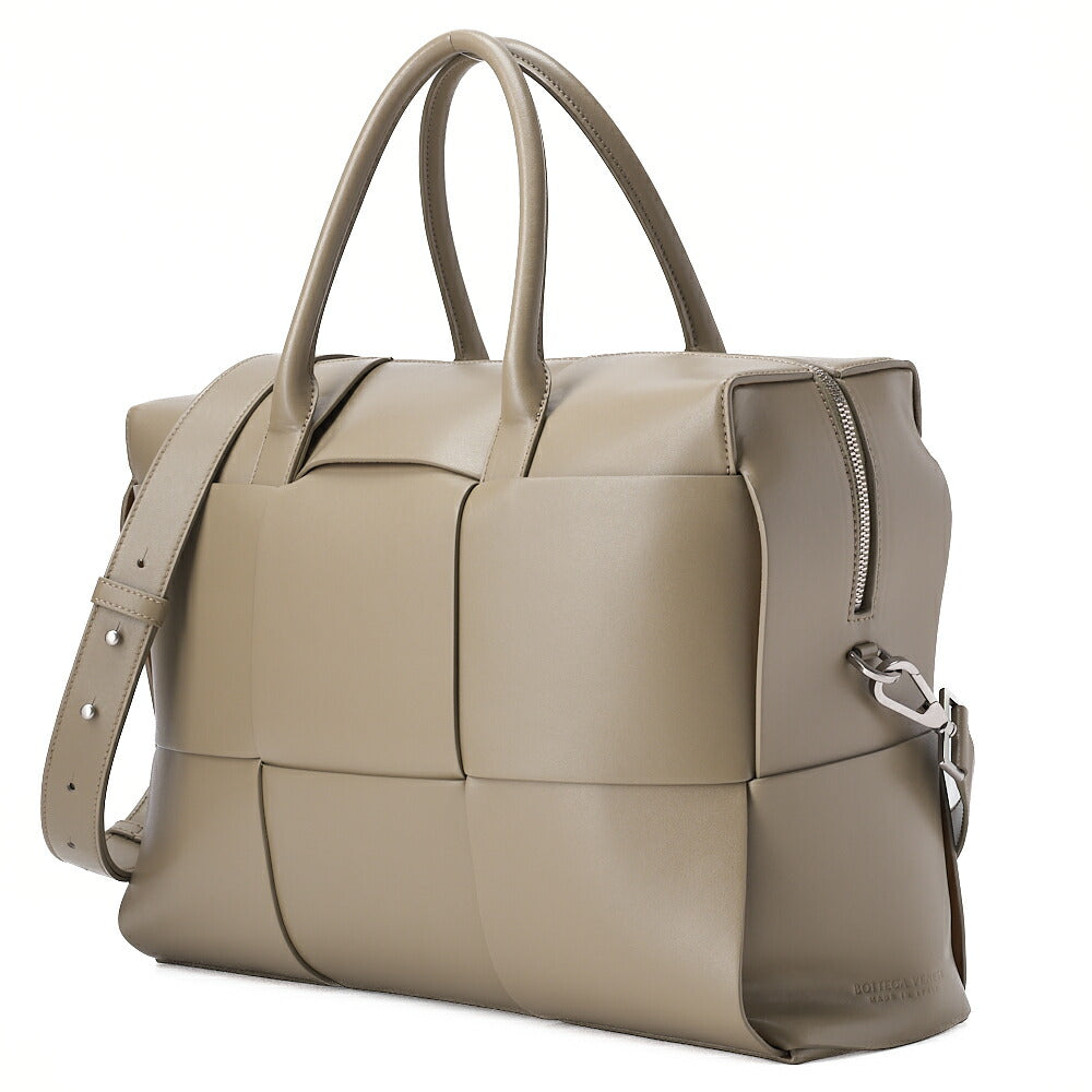 BOTTEGA VENETA Bottega Calf Intrecciato Zaarco 2way Taupe Silver-Tone Hardware, Pre-Owned