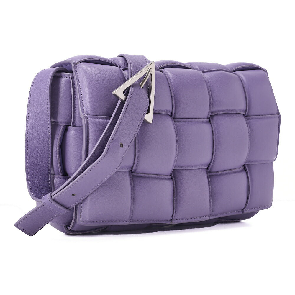 BOTTEGA VENETA Intrecciato Lambskin Padette Cassette Shoulder Back Purple Silver-Tone Hardware, Pre-Owned