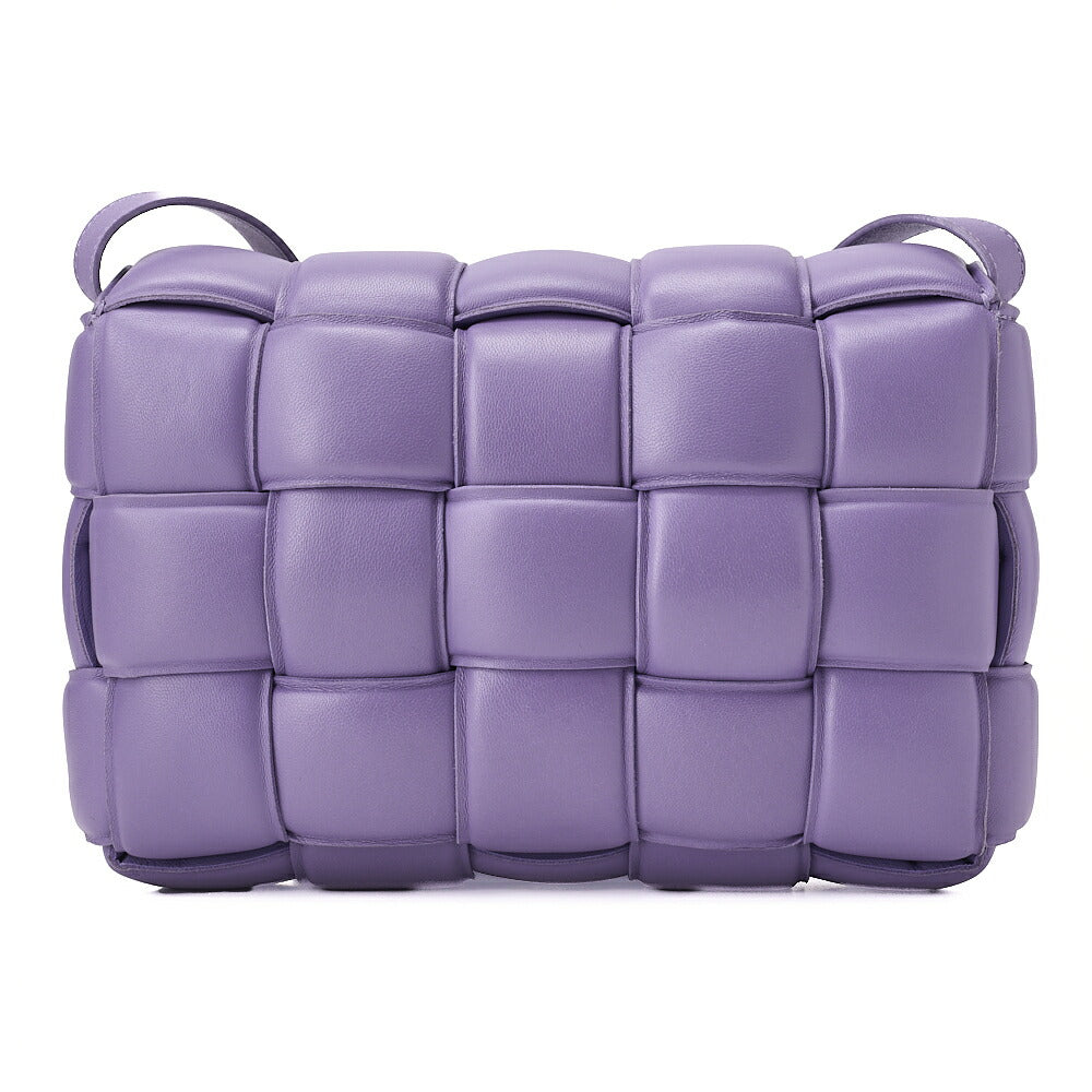 BOTTEGA VENETA Intrecciato Lambskin Padette Cassette Shoulder Back Purple Silver-Tone Hardware, Pre-Owned