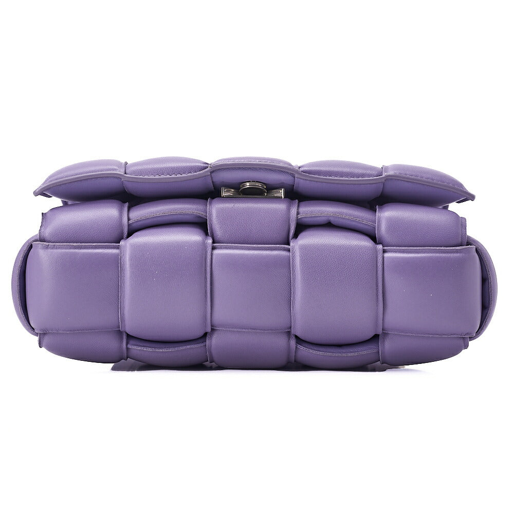 BOTTEGA VENETA Intrecciato Lambskin Padette Cassette Shoulder Back Purple Silver-Tone Hardware, Pre-Owned