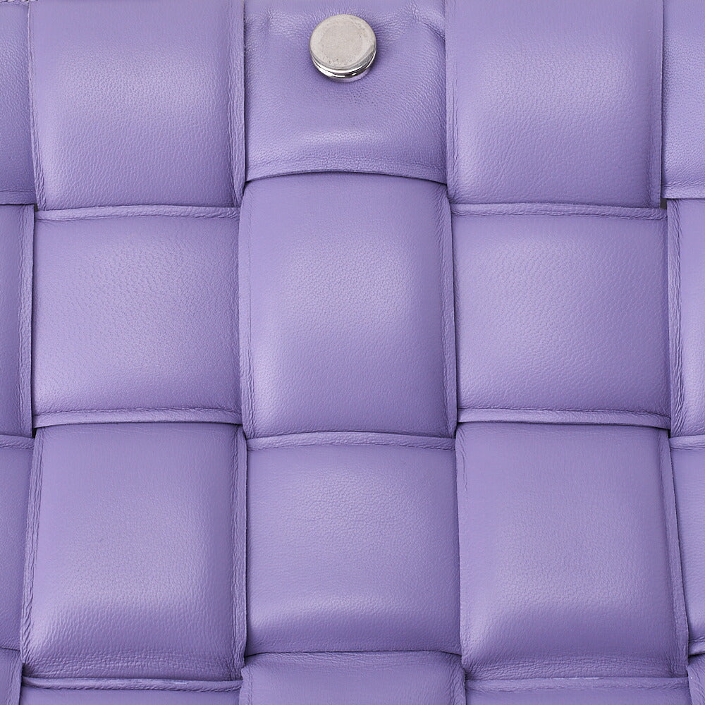 BOTTEGA VENETA Intrecciato Lambskin Padette Cassette Shoulder Back Purple Silver-Tone Hardware, Pre-Owned