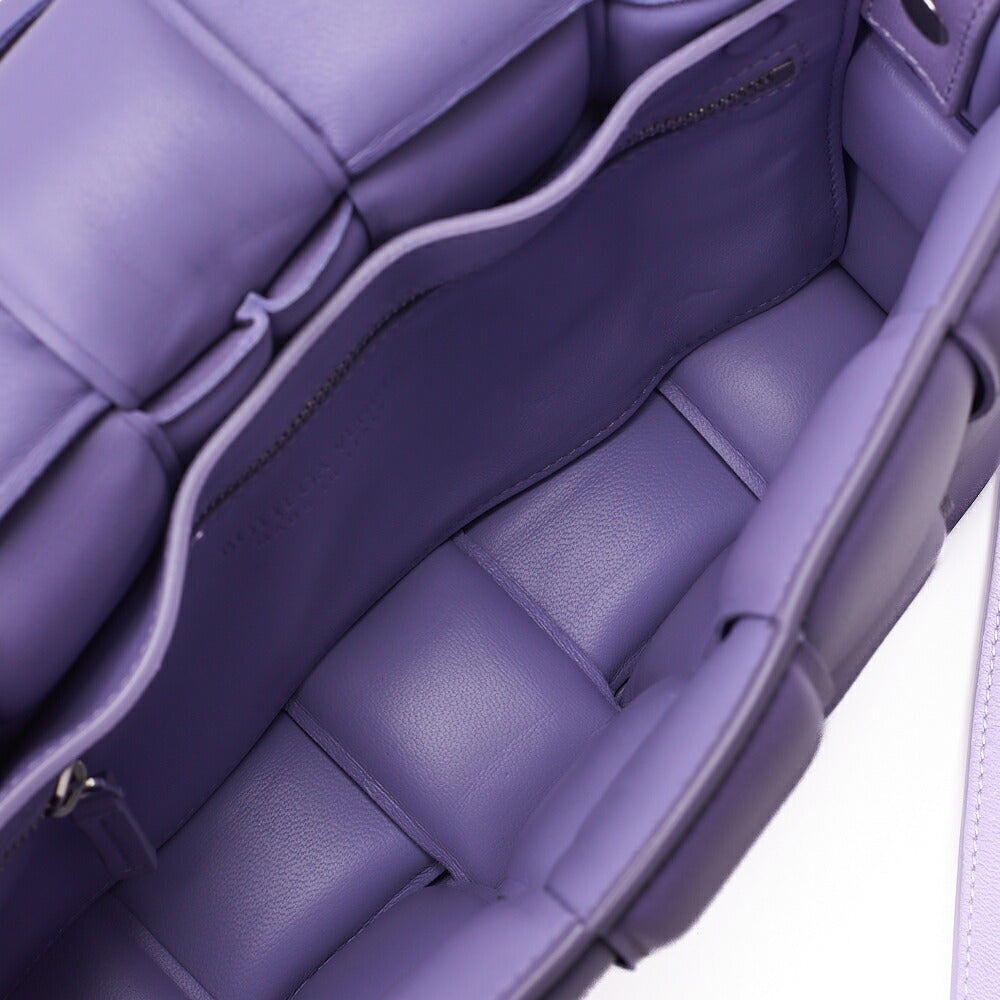 BOTTEGA VENETA Intrecciato Lambskin Padette Cassette Shoulder Back Purple Silver-Tone Hardware, Pre-Owned
