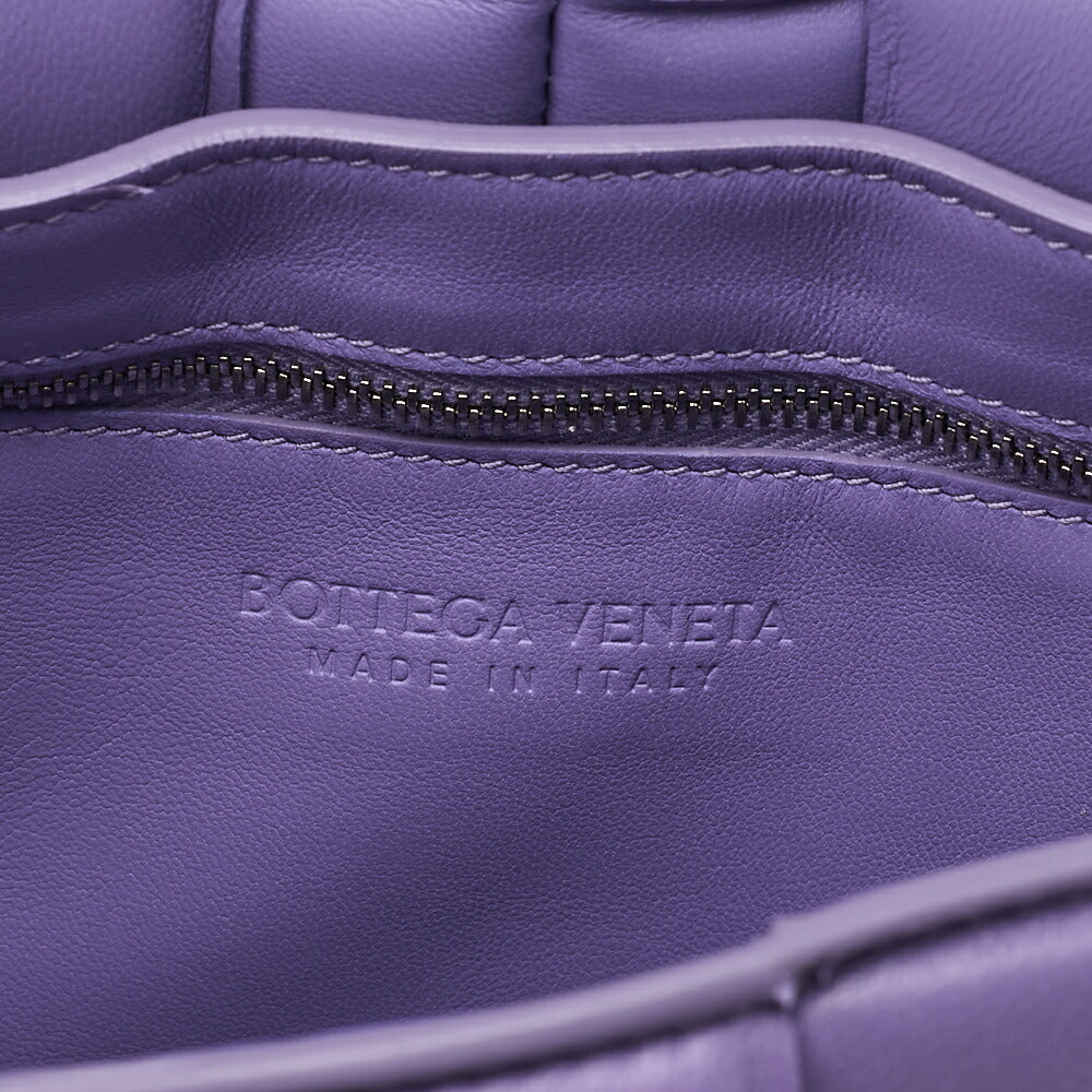 BOTTEGA VENETA Intrecciato Lambskin Padette Cassette Shoulder Back Purple Silver-Tone Hardware, Pre-Owned
