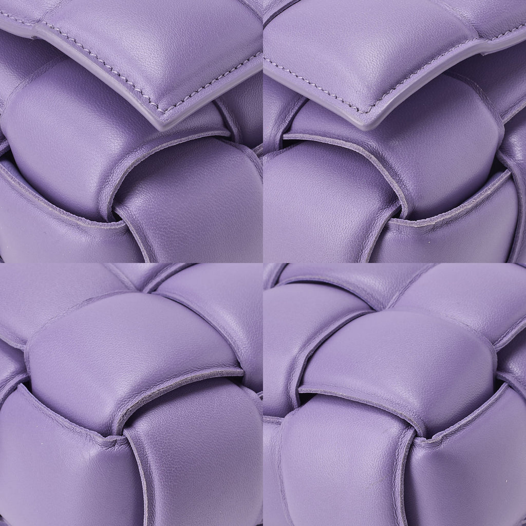 BOTTEGA VENETA Intrecciato Lambskin Padette Cassette Shoulder Back Purple Silver-Tone Hardware, Pre-Owned