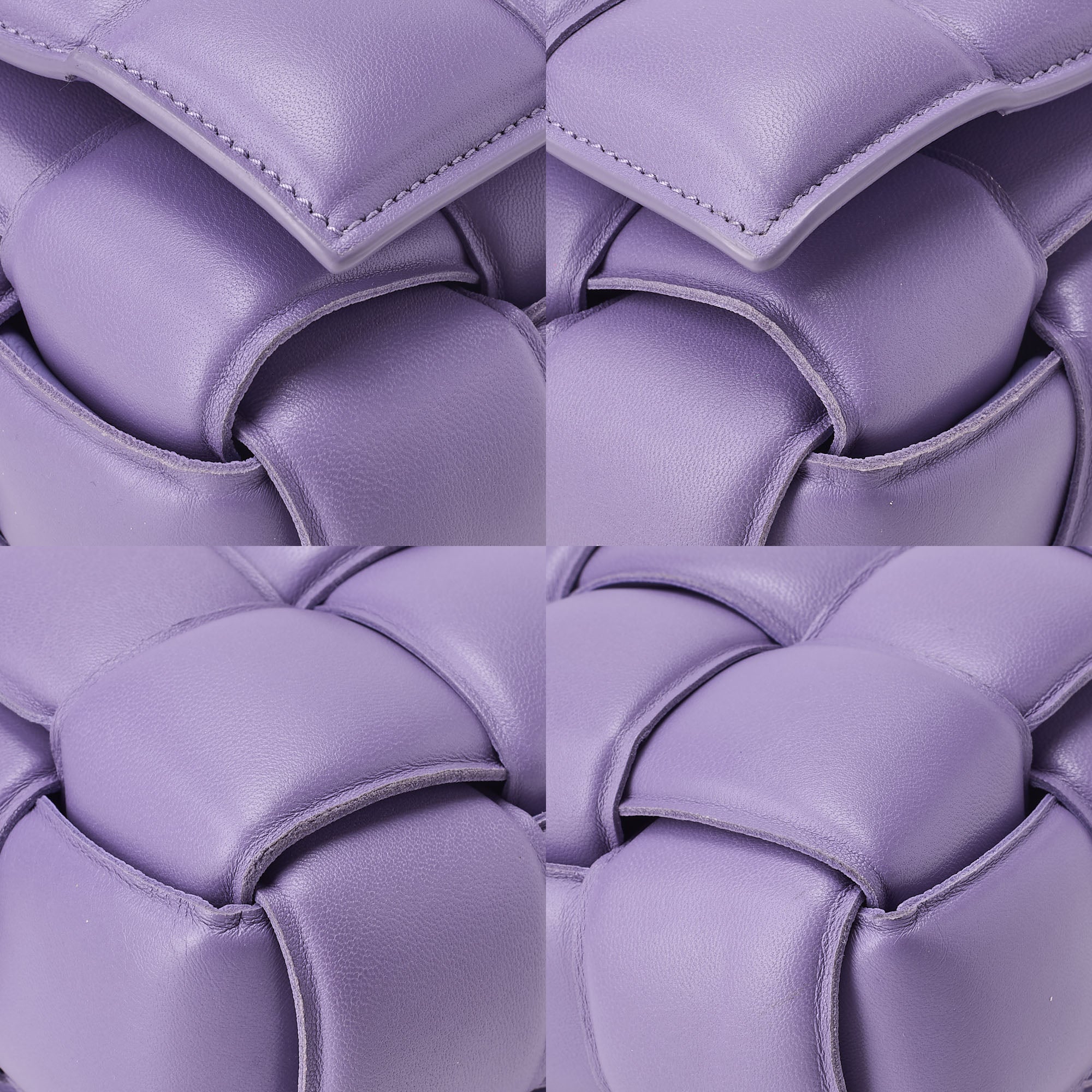 BOTTEGA VENETA Intrecciato Lambskin Padette Cassette Shoulder Back Purple Silver-Tone Hardware, Pre-Owned