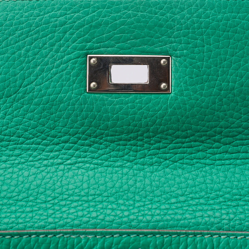 HERMES Kelly 32 Handbag Inseam Triyon 2way Green Silver-Tone Hardware, Pre-Owned