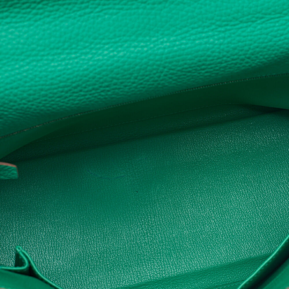 HERMES Kelly 32 Handbag Inseam Triyon 2way Green Silver-Tone Hardware, Pre-Owned