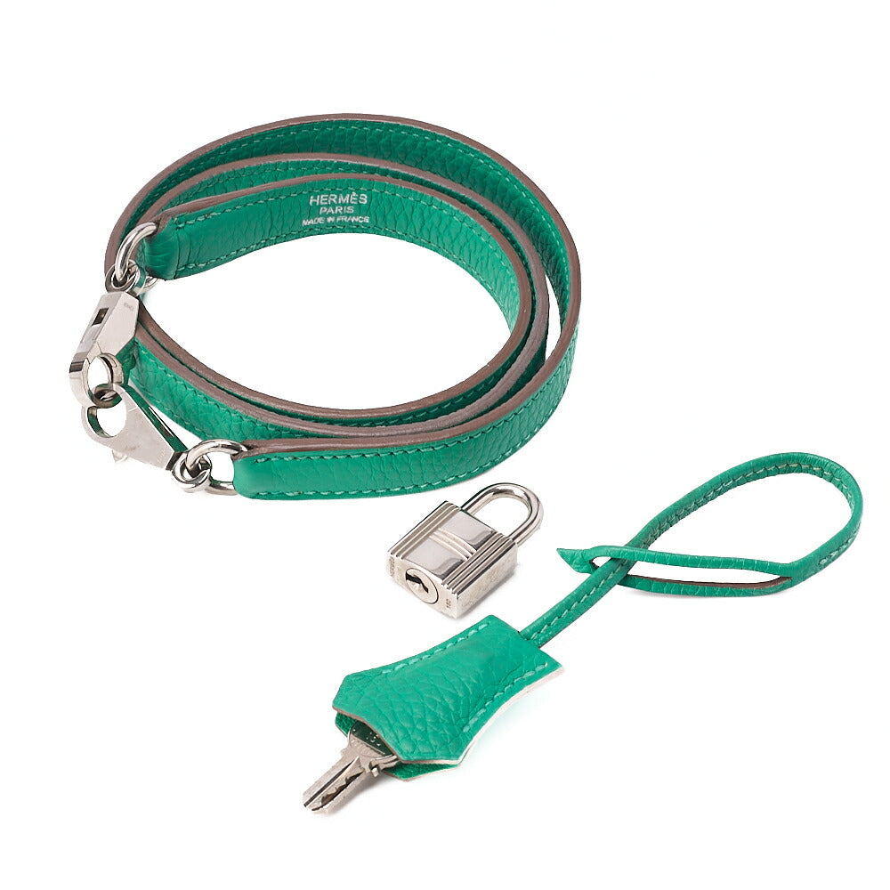 HERMES Kelly 32 Handbag Inseam Triyon 2way Green Silver-Tone Hardware, Pre-Owned