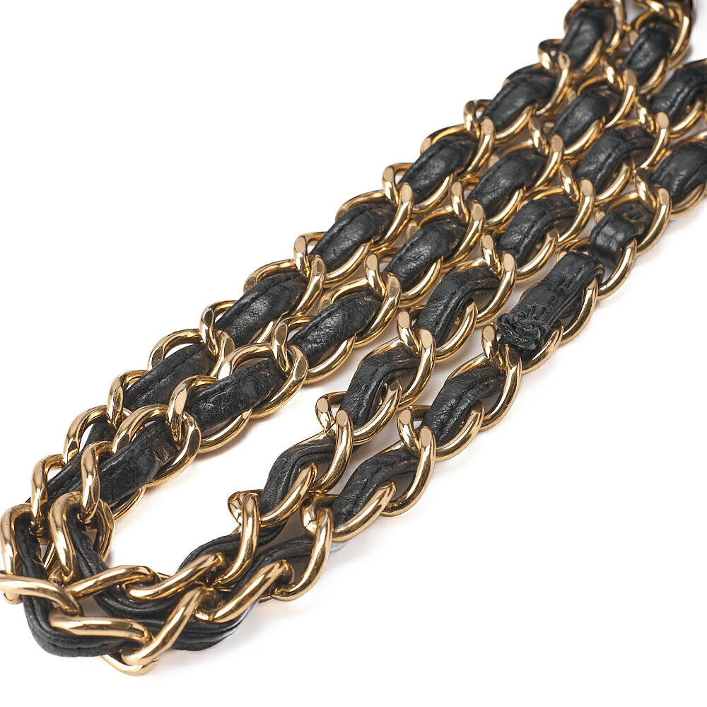 CHANEL Lambskin Deca Matelasse 33cm Double Flap Chain Shoulder Bag Black Gold-Tone Hardware, Pre-Owned