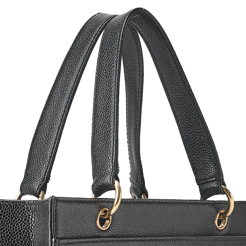 CHANEL Caviar Skin 2.55 Turn-Lock Handbag Black Gold-Tone Hardware, Pre-Owned
