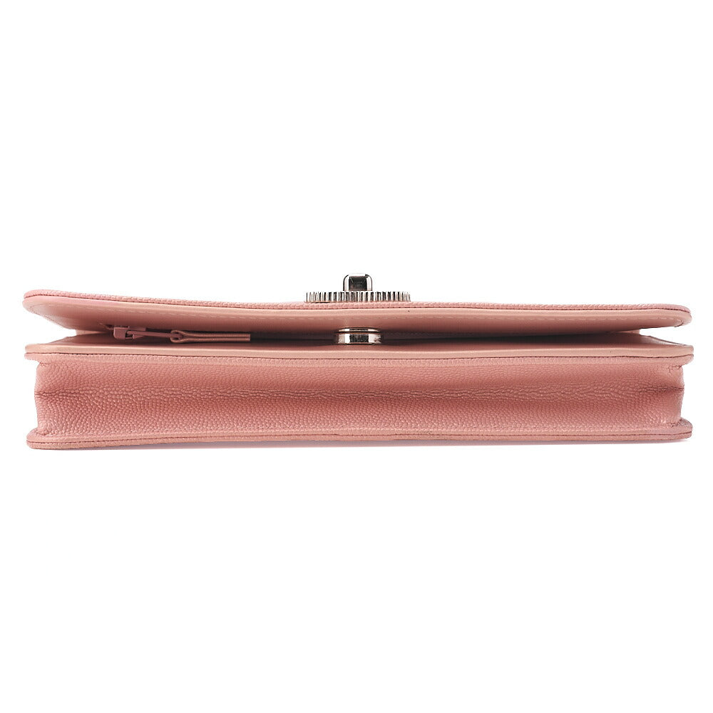 CHANEL Mademoiselle V-Stitch Chain Wallet Caviar Skin Salmon Pink Silver-Tone Hardware, Pre-Owned