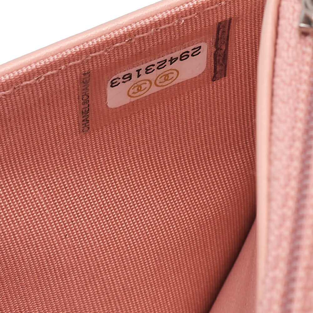 CHANEL Mademoiselle V-Stitch Chain Wallet Caviar Skin Salmon Pink Silver-Tone Hardware, Pre-Owned