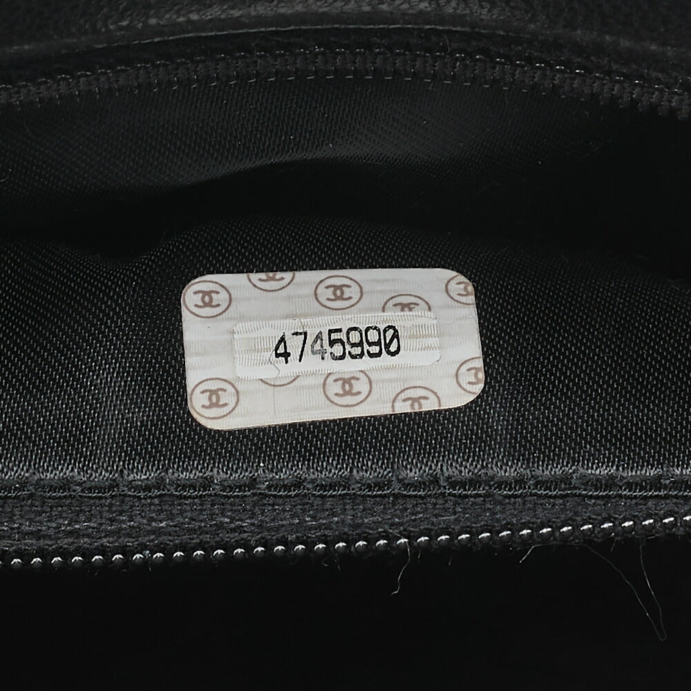 CHANEL Shoulder Bag Matelasse Plate Charm W Chain Shoulder Caviar Skin Black Gold-Tone Hardware, Pre-Owned