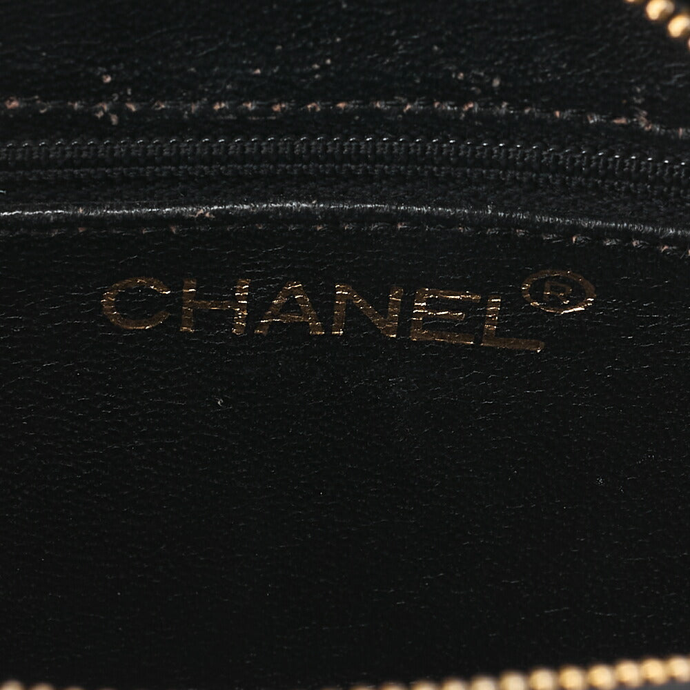 CHANEL Coco Mark Fringe Round Chain Shoulder Lambskin Black Gold-Tone Hardware, Pre-Owned