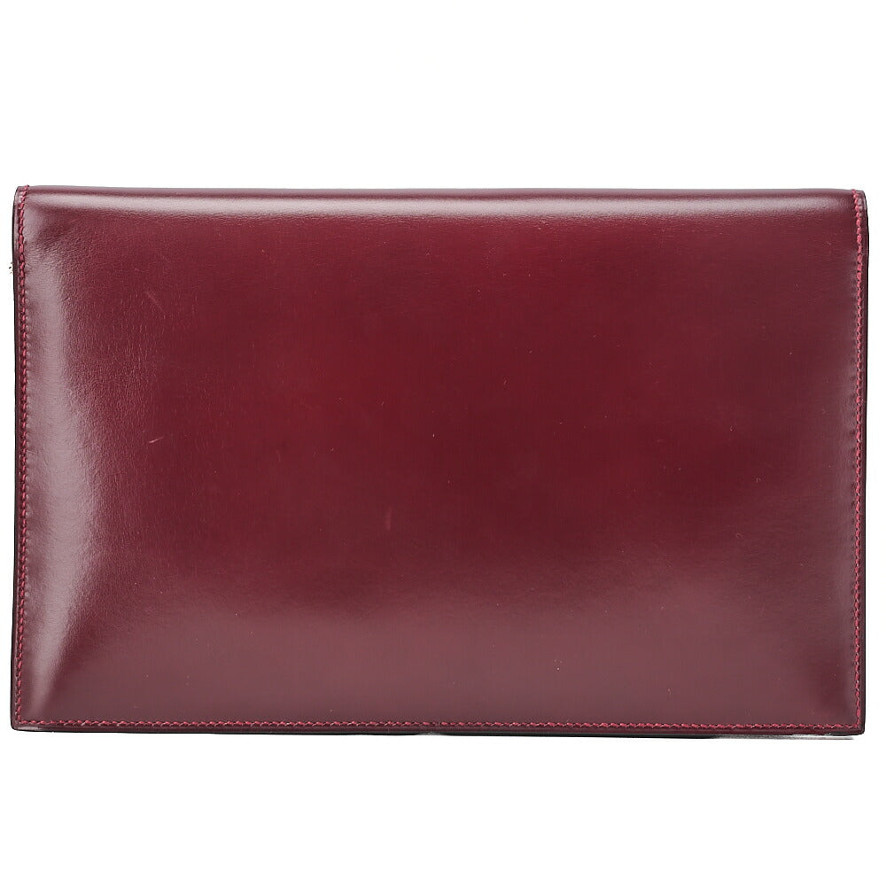 HERMES Hermes Liddy V-Flap Box Calf Shoulder Bag Rouge Ash Gold-Tone Hardware, Pre-Owned