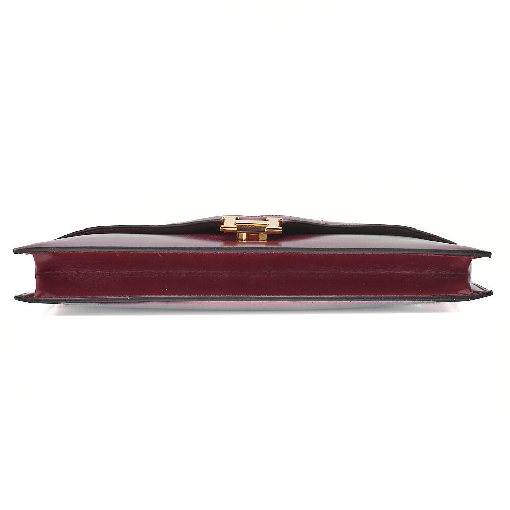 HERMES Hermes Liddy V-Flap Box Calf Shoulder Bag Rouge Ash Gold-Tone Hardware, Pre-Owned