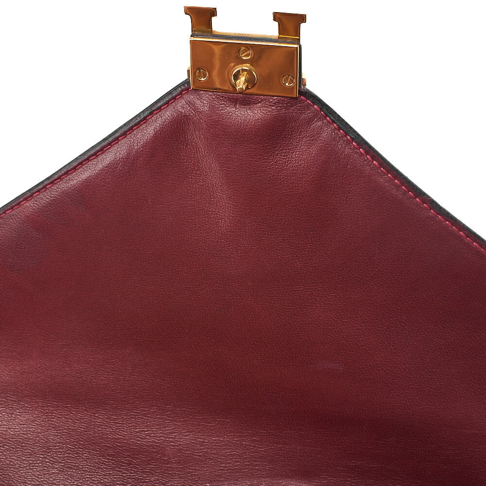 HERMES Hermes Liddy V-Flap Box Calf Shoulder Bag Rouge Ash Gold-Tone Hardware, Pre-Owned