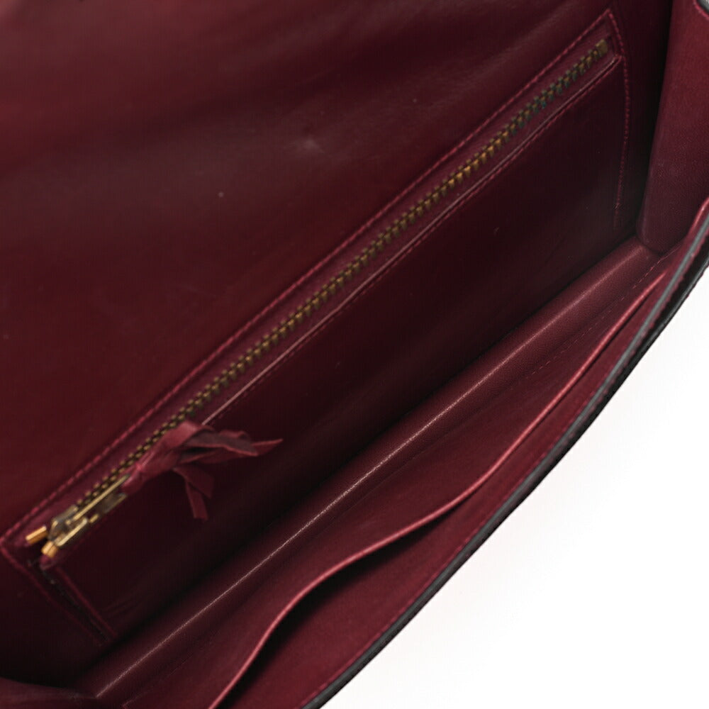 HERMES Hermes Liddy V-Flap Box Calf Shoulder Bag Rouge Ash Gold-Tone Hardware, Pre-Owned