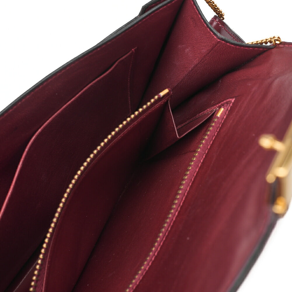HERMES Hermes Liddy V-Flap Box Calf Shoulder Bag Rouge Ash Gold-Tone Hardware, Pre-Owned