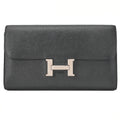 HERMES Constance Long Bi-Fold Wallet Epson Black Silver-Tone Hardware, Pre-Owned