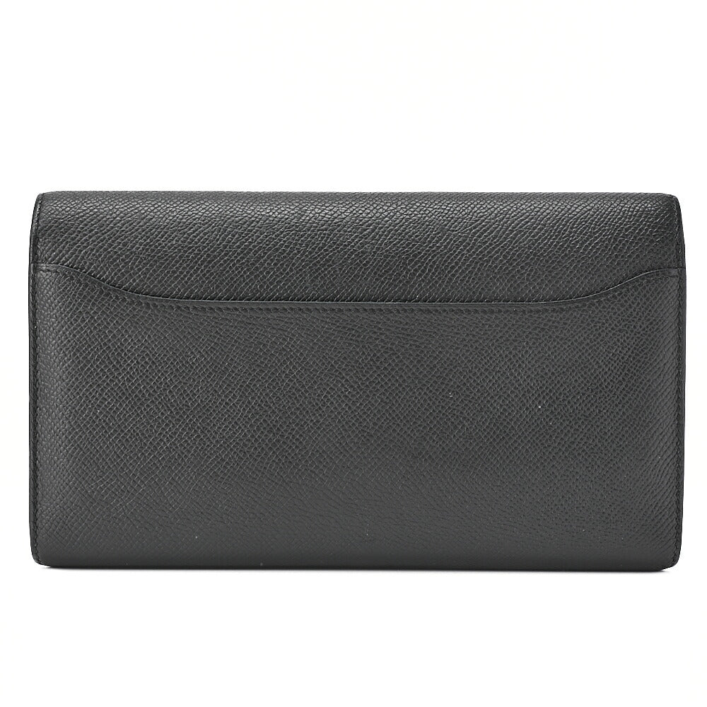 HERMES Constance Long Bi-Fold Wallet Epson Black Silver-Tone Hardware, Pre-Owned