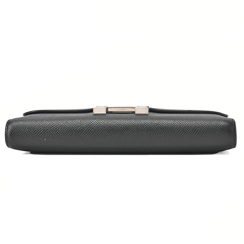 HERMES Constance Long Bi-Fold Wallet Epson Black Silver-Tone Hardware, Pre-Owned