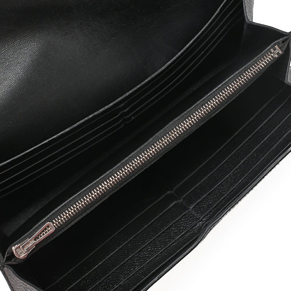 HERMES Constance Long Bi-Fold Wallet Epson Black Silver-Tone Hardware, Pre-Owned