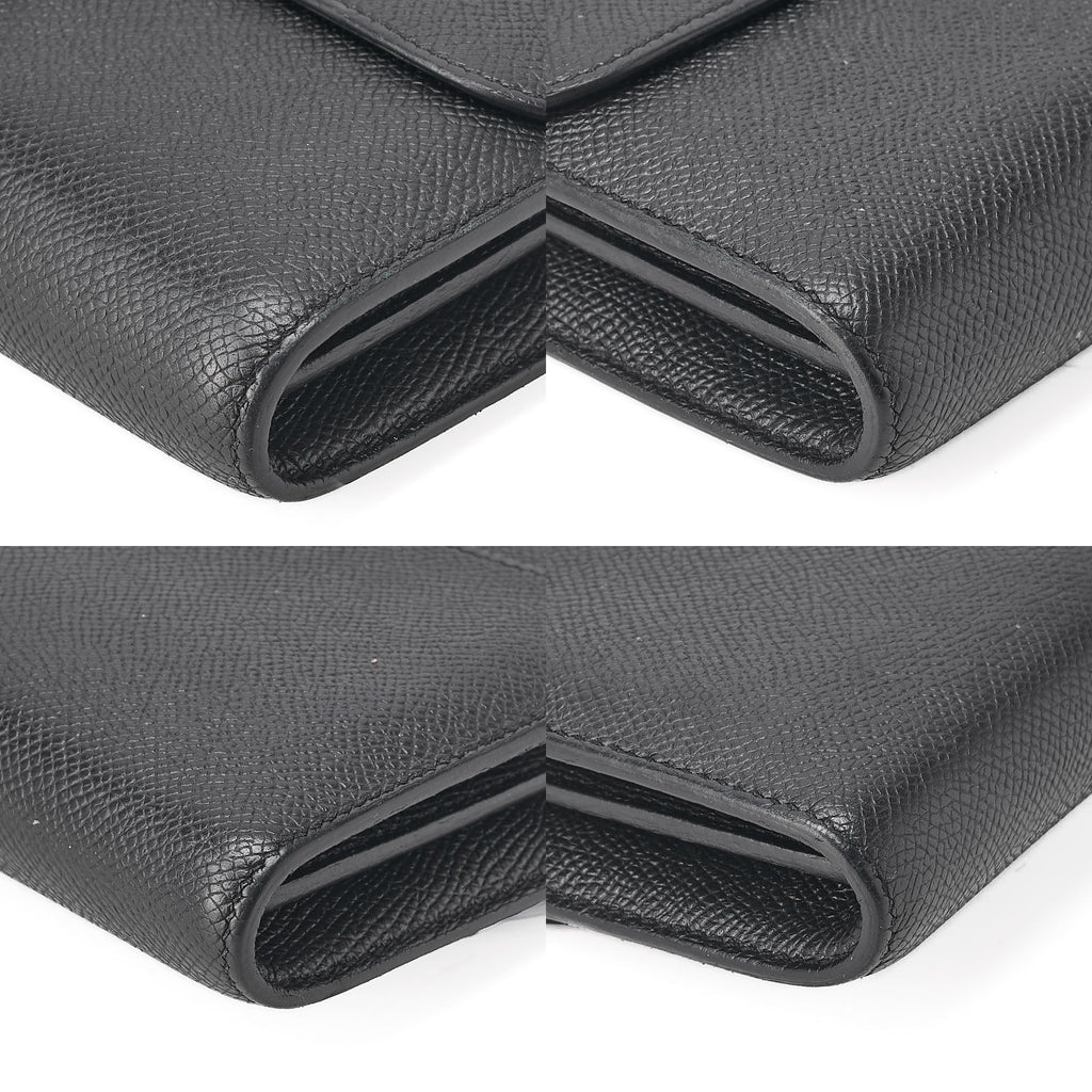 HERMES Constance Long Bi-Fold Wallet Epson Black Silver-Tone Hardware, Pre-Owned