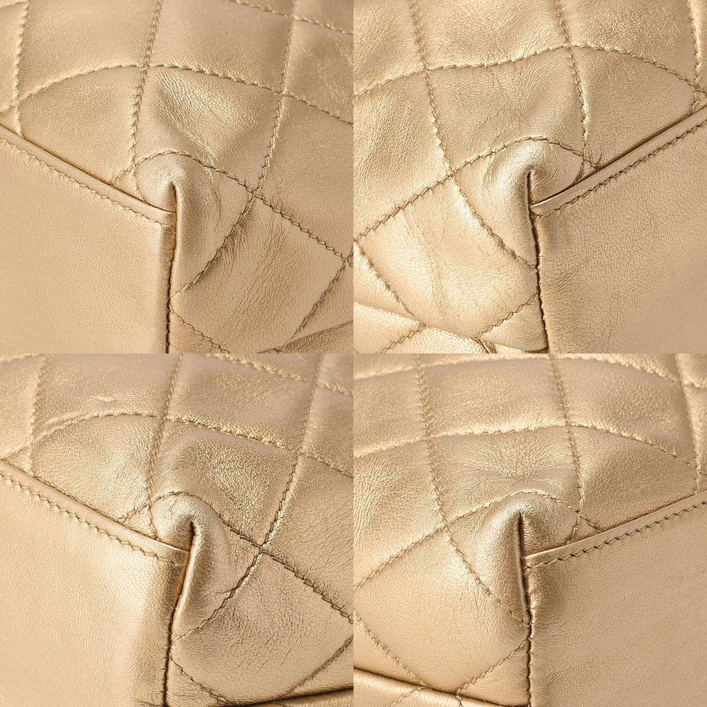 CHANEL Lambskin Matelasse Upper Coco Mark Shoulder Bag Gold Gold-Tone Hardware, Pre-Owned