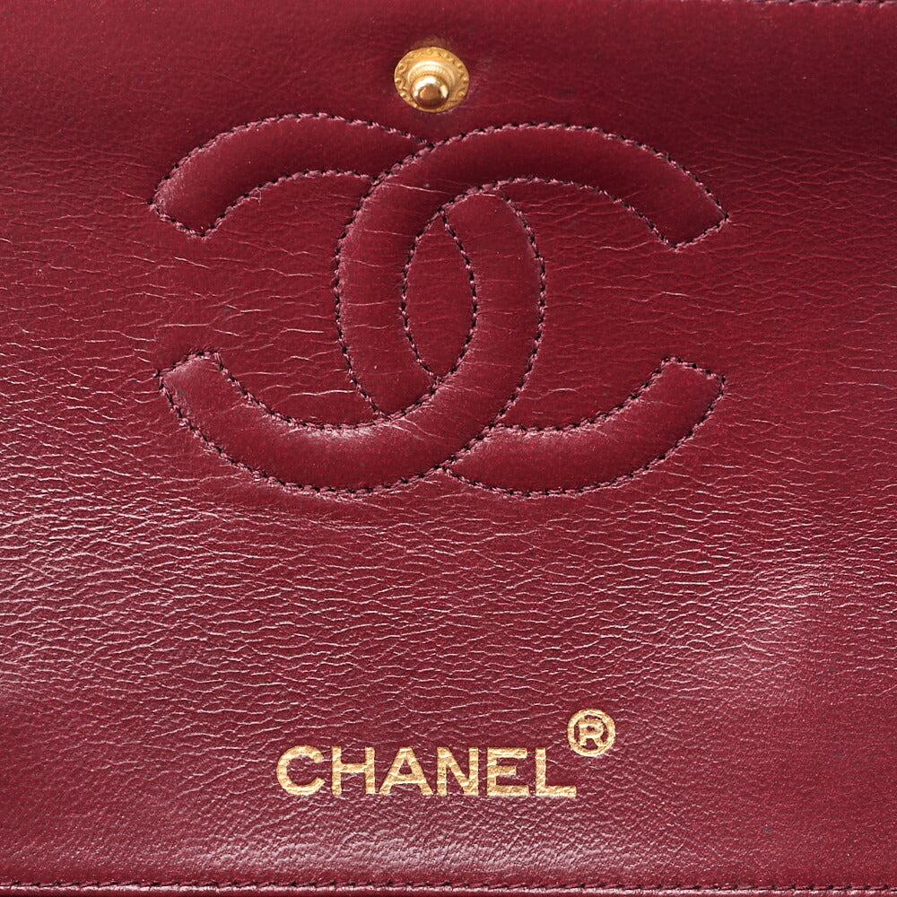 CHANEL Lambskin Matelasse 25cm Square Double Flap Chain Shoulder Black Gold-Tone Hardware, Pre-Owned