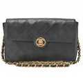 CHANEL Chain Shoulder Bag Mini Matelasse Circle Coco Lambskin Black Gold-Tone Hardware, Pre-Owned
