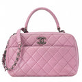 CHANEL Lambskin Matelasse Trendy CC 2WAY Hand Pink Silver-Tone Hardware, Pre-Owned