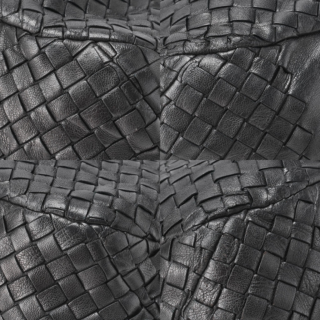 BOTTEGA VENETA Bottega Veneta Shoulder Bag Intrecciato Campana Lambskin Black Silver-Tone Hardware, Pre-Owned