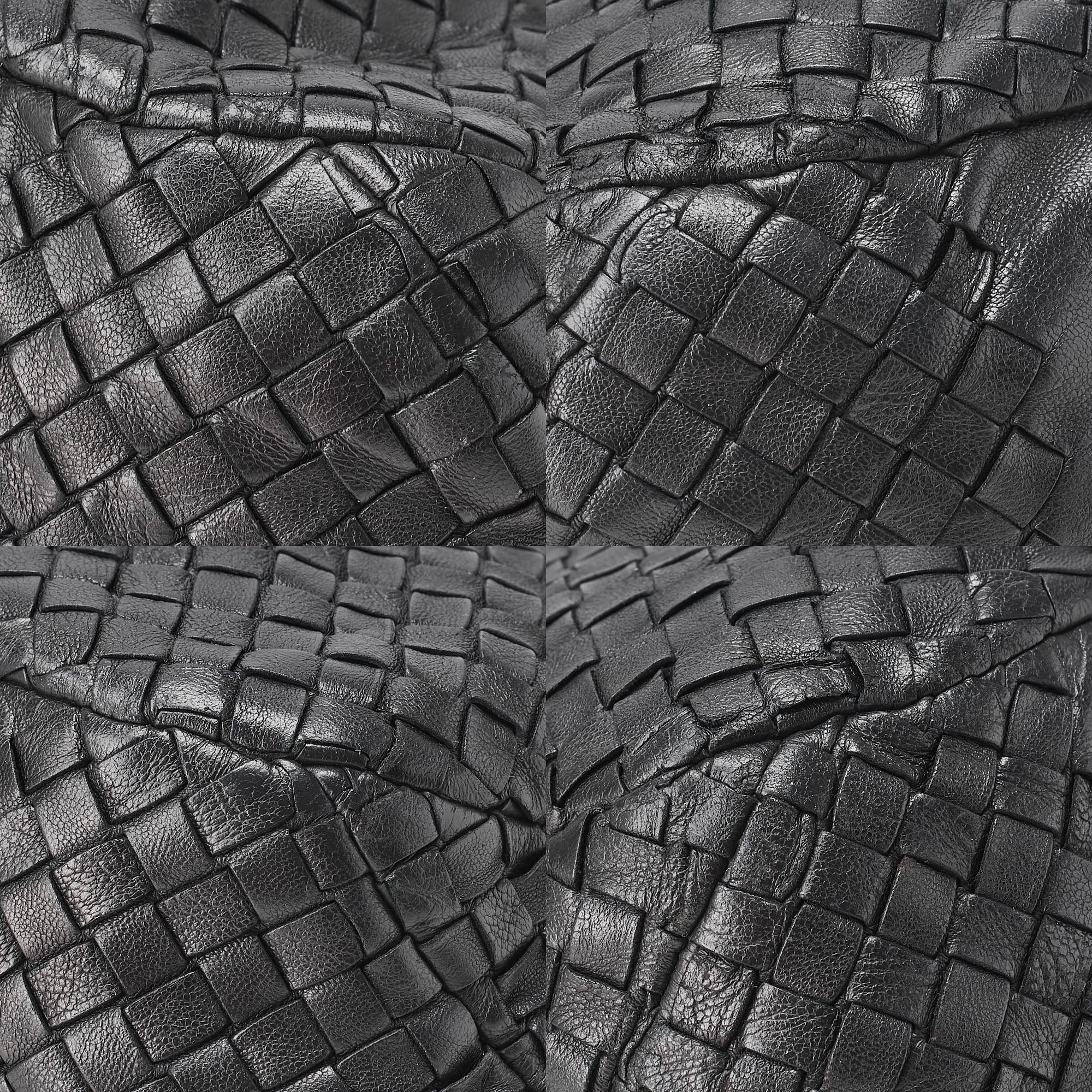 BOTTEGA VENETA Bottega Veneta Shoulder Bag Intrecciato Campana Lambskin Black Silver-Tone Hardware, Pre-Owned