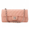 CHANEL Lambskin Matelasse Single Chain Shoulder Pink Silver-Tone Hardware, Pre-Owned