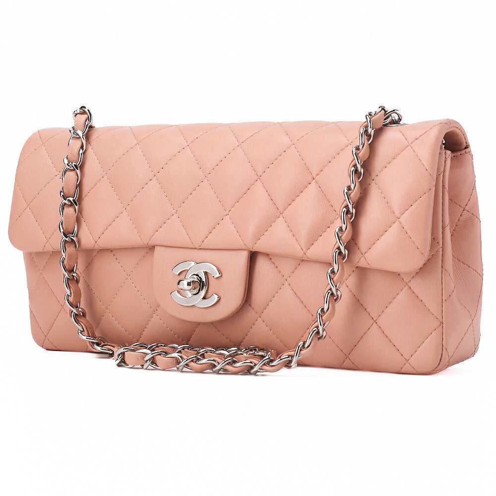 CHANEL Lambskin Matelasse Single Chain Shoulder Pink Silver-Tone Hardware, Pre-Owned