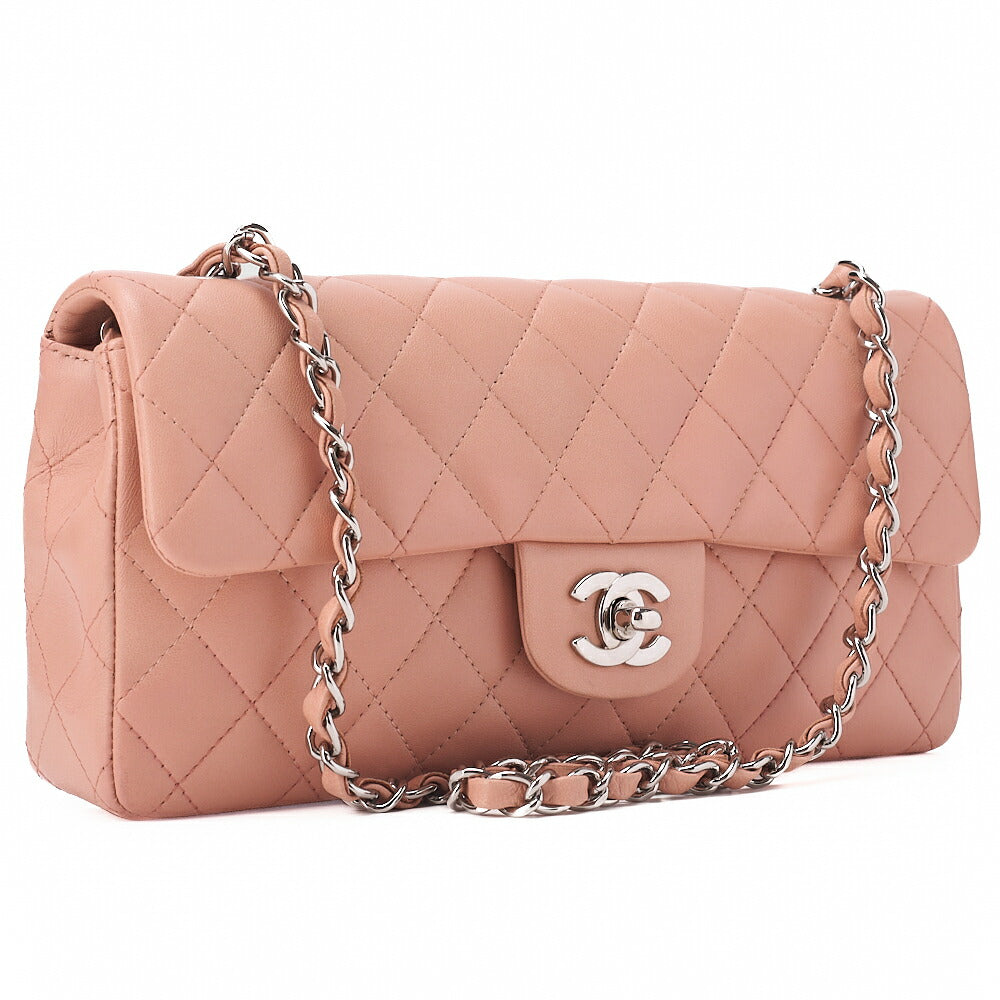 CHANEL Lambskin Matelasse Single Chain Shoulder Pink Silver-Tone Hardware, Pre-Owned