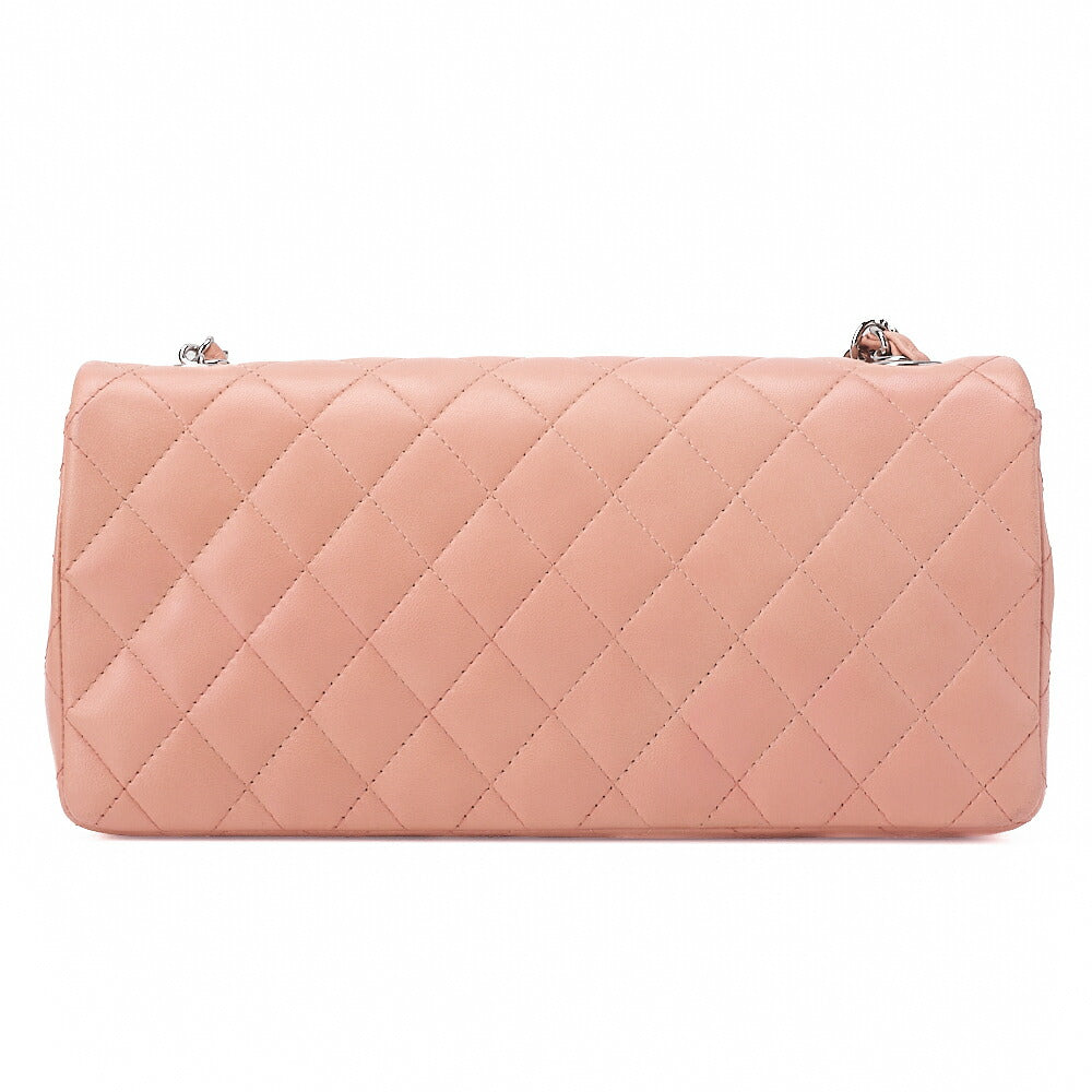 CHANEL Lambskin Matelasse Single Chain Shoulder Pink Silver-Tone Hardware, Pre-Owned