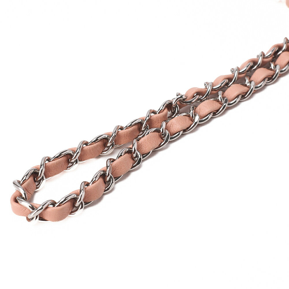 CHANEL Lambskin Matelasse Single Chain Shoulder Pink Silver-Tone Hardware, Pre-Owned