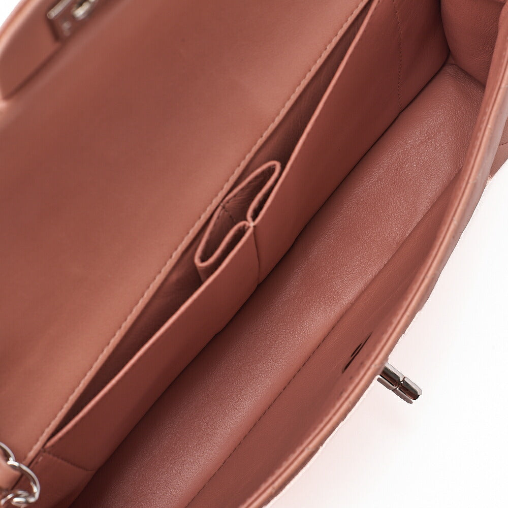 CHANEL Lambskin Matelasse Single Chain Shoulder Pink Silver-Tone Hardware, Pre-Owned