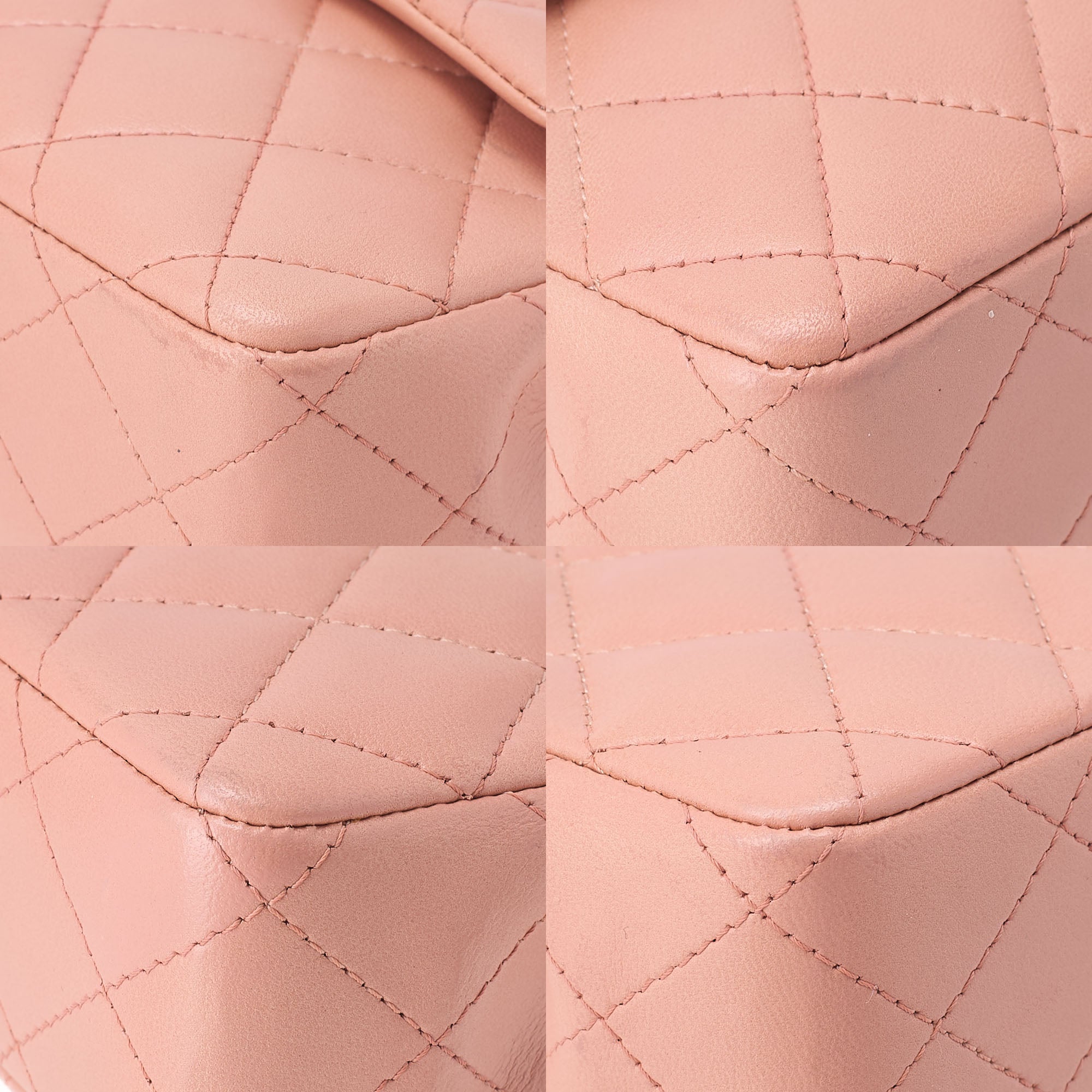 CHANEL Lambskin Matelasse Single Chain Shoulder Pink Silver-Tone Hardware, Pre-Owned