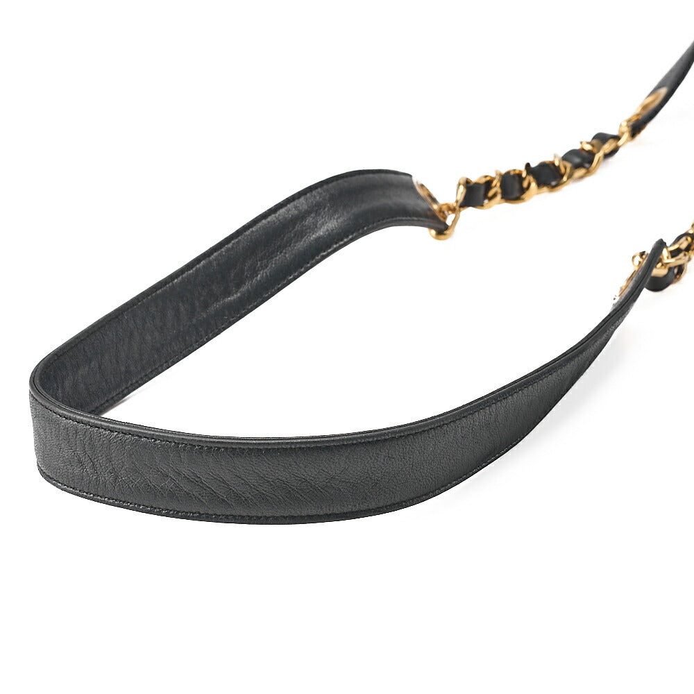 CHANEL Chain Shoulder Bag Triple Coco Lambskin Ball Charm Drawstring Black Gold-Tone Hardware, Pre-Owned
