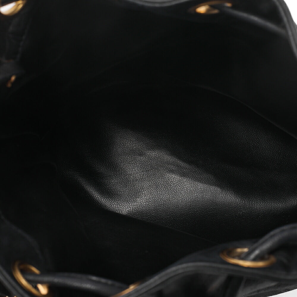 CHANEL Chain Shoulder Bag Triple Coco Lambskin Ball Charm Drawstring Black Gold-Tone Hardware, Pre-Owned