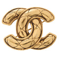 CHANEL Cocomark Matelasse Brooch GP (Gold Plated) Gold-Tone Hardware, Pre-Owned