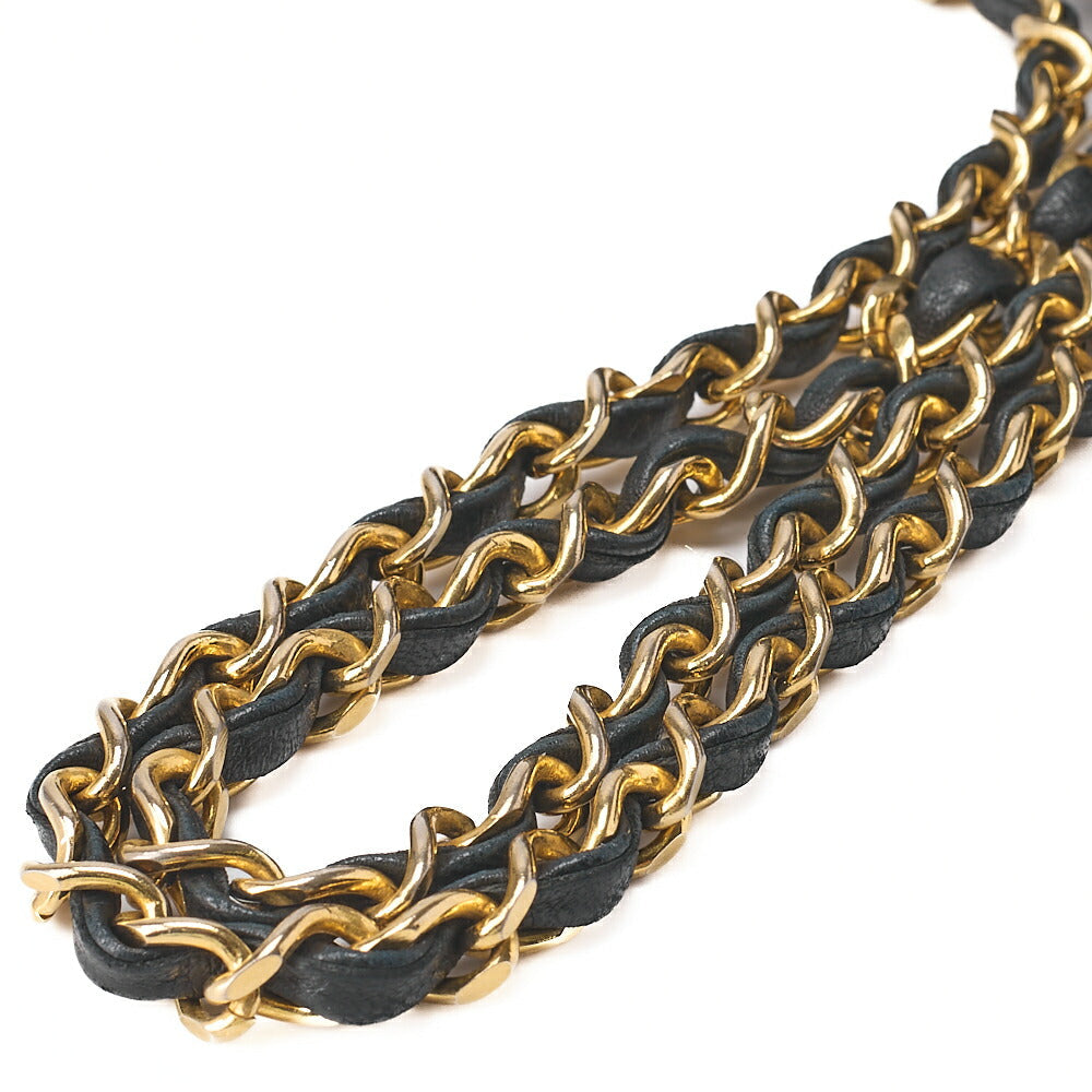 CHANEL Lambskin Matelasse  25cm Double Flap Chain Shoulder Black Gold-Tone Hardware, Pre-Owned