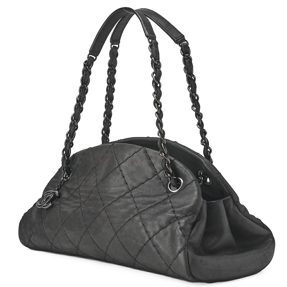 CHANEL Sparkle Leather Mademoiselle Coco Charm Boring Bag Black Black-Tone Hardware, Pre-Owned