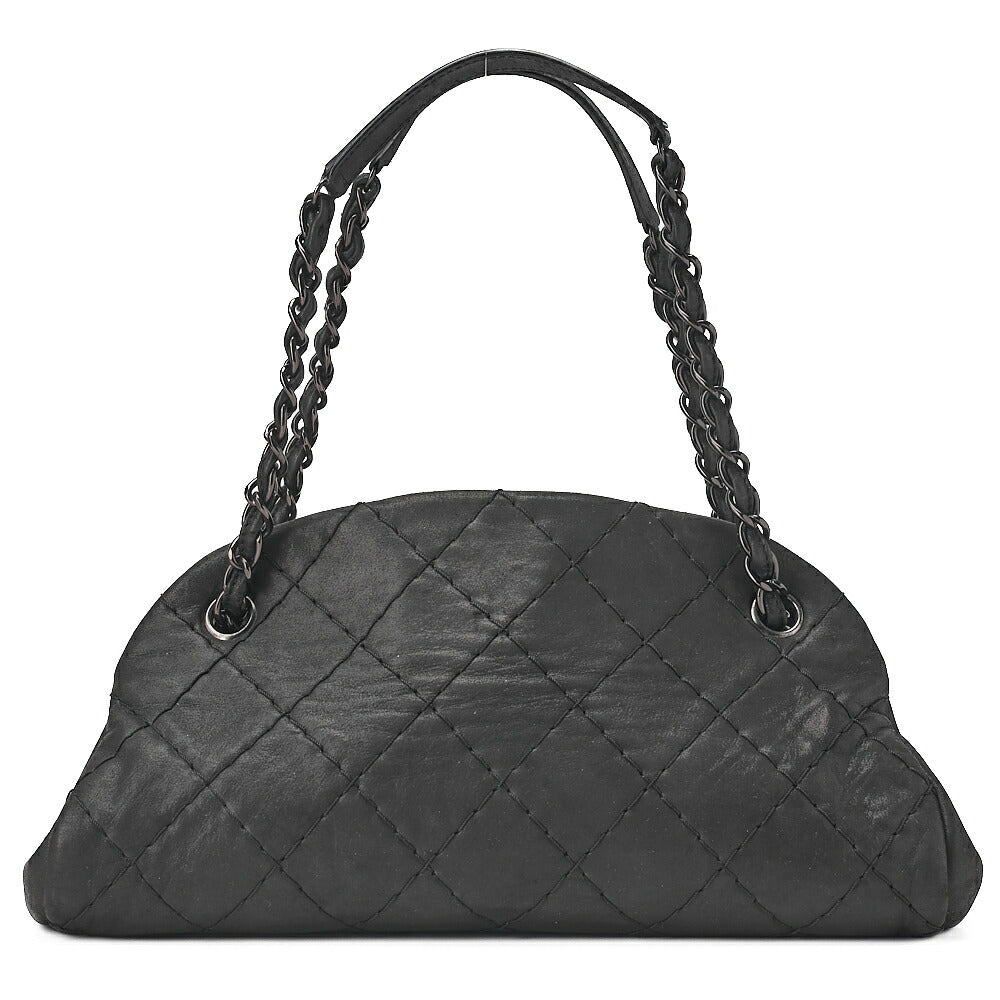 CHANEL Sparkle Leather Mademoiselle Coco Charm Boring Bag Black Black-Tone Hardware, Pre-Owned