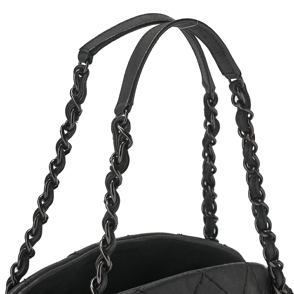 CHANEL Sparkle Leather Mademoiselle Coco Charm Boring Bag Black Black-Tone Hardware, Pre-Owned