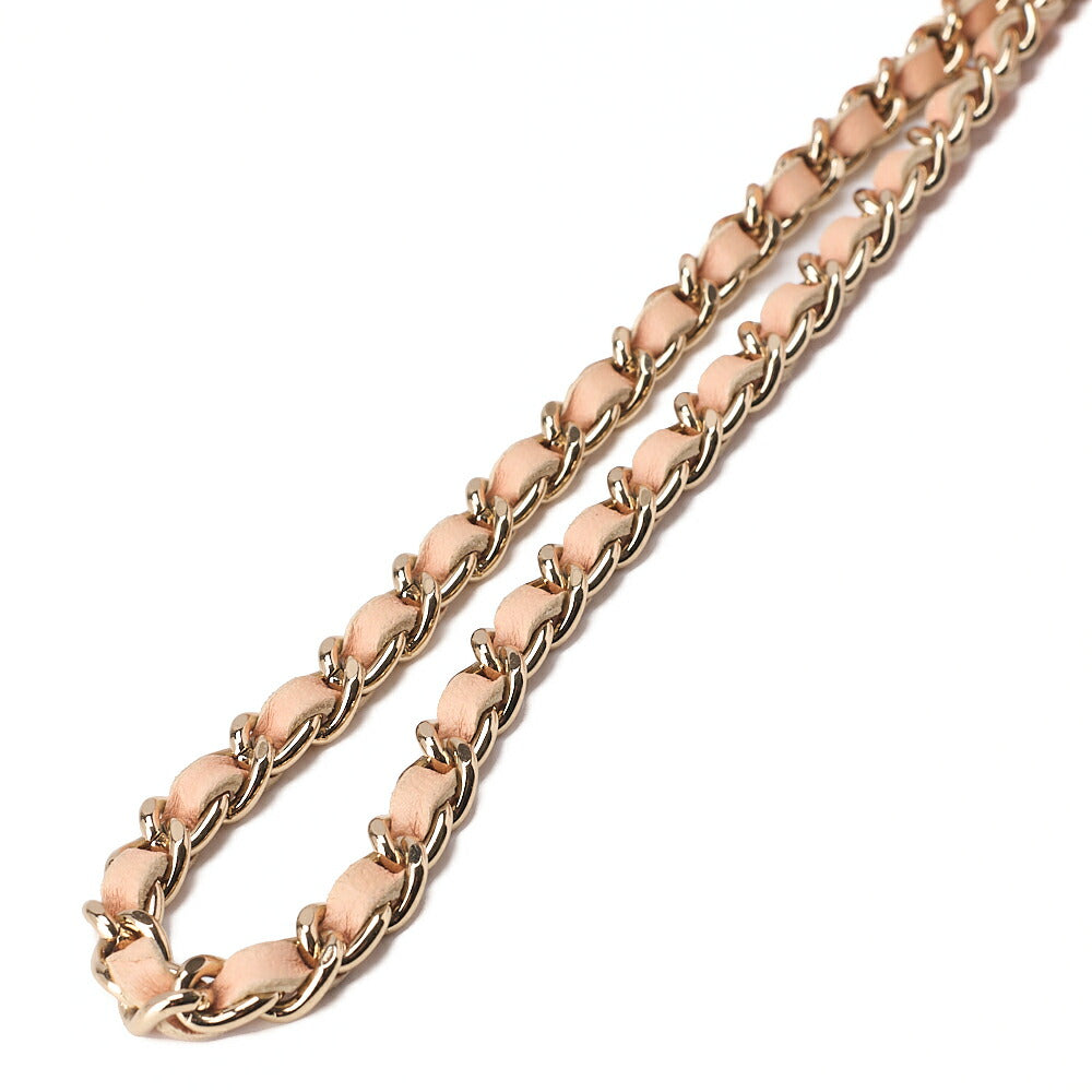 CHANEL Canvas Chocolate Bar Logo Print Chain Shoulder Salmon Pink Gold-Tone Hardware, Pre-Owned